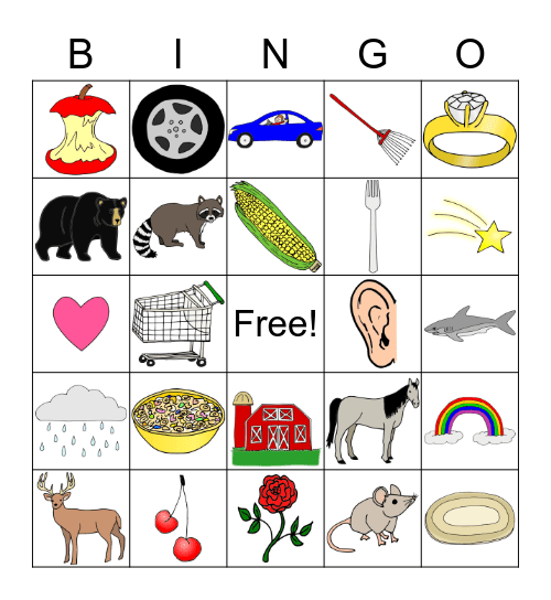 R Sound Bingo Card