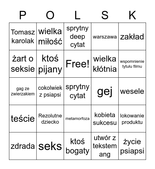 polskie filmy bingo ultimate Bingo Card