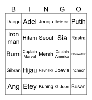 Danilla Bingo Card