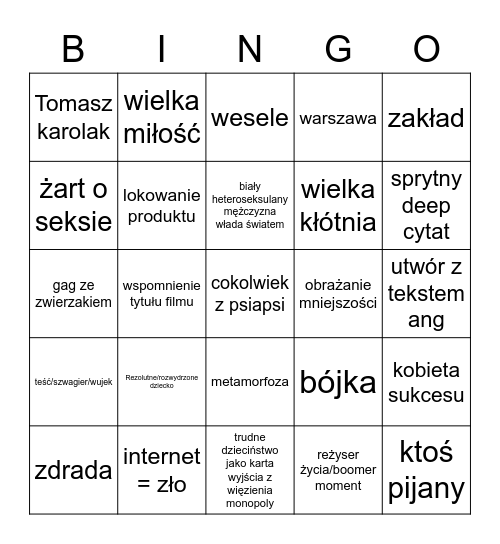 polskie filmy bingo ultimate Bingo Card