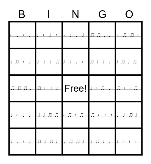 Rhythm Bingo! Bingo Card