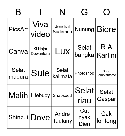 Punya Dinara Bingo Card