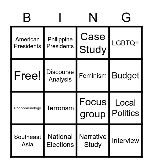 PRPO132 BINGO! Bingo Card