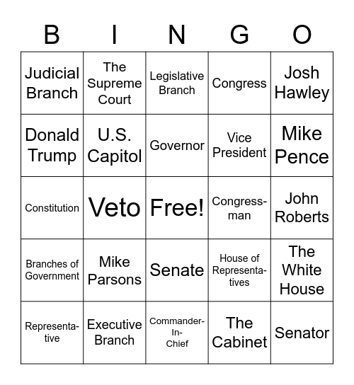 Government Bingo Card