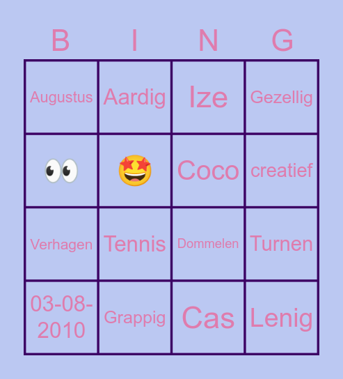 Ize Bingo Card