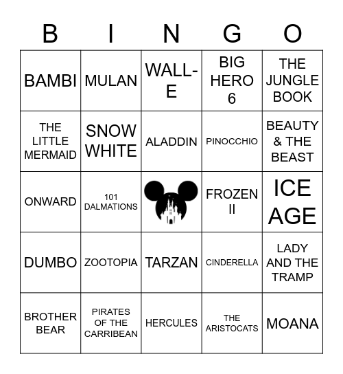 DISNEY MOVIES Bingo Card