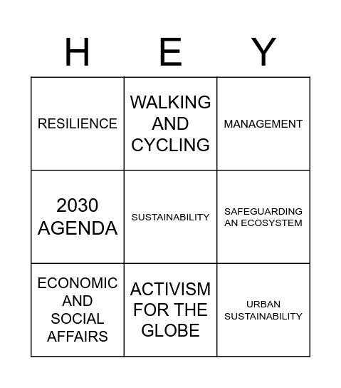 Make cities inclusive, safe, resilient and sustainable Bingo Card