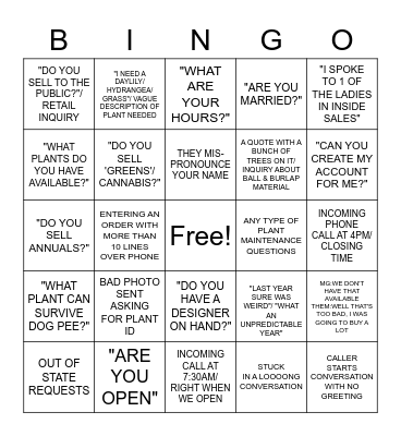 SALES BINGO Card