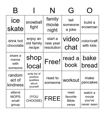 MOPS Bingo - January Bingo Card