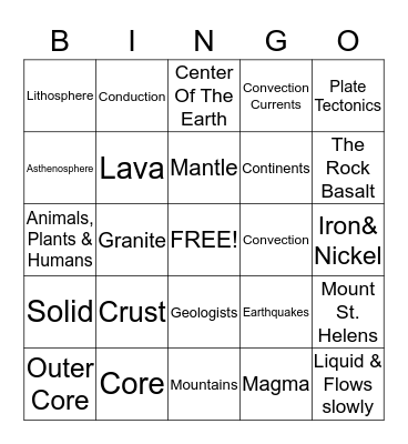 Earth Bingo Card