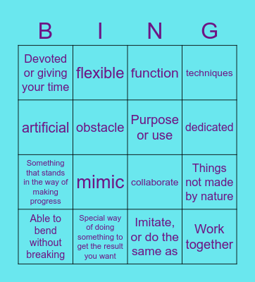 Unit 3 Week 3 and 4 Vocabulary Bingo Card