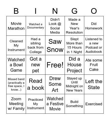 Break Bingo Card