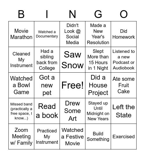 Break Bingo Card
