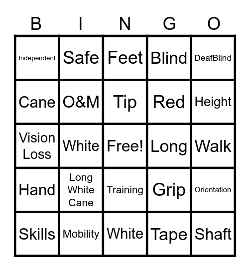 Long White Cane Bingo Card