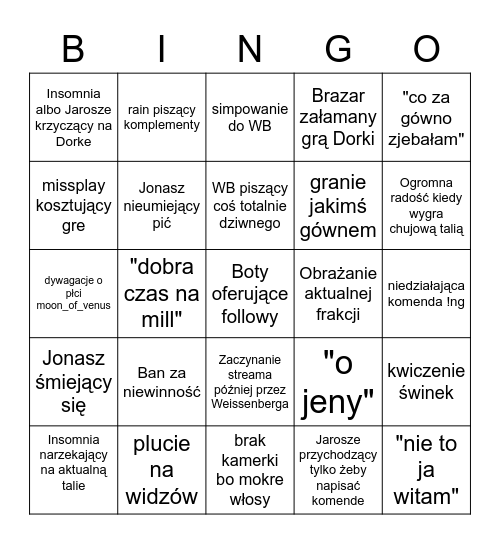 Dorkowe Bingo Card