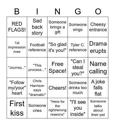 Bachelor BINGO! Bingo Card