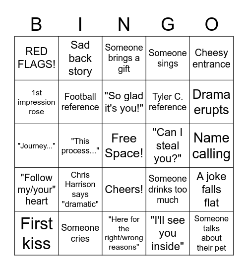 Bachelor BINGO! Bingo Card