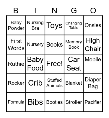 Baby Damwright Bingo Card