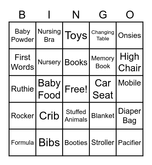 Baby Damwright Bingo Card