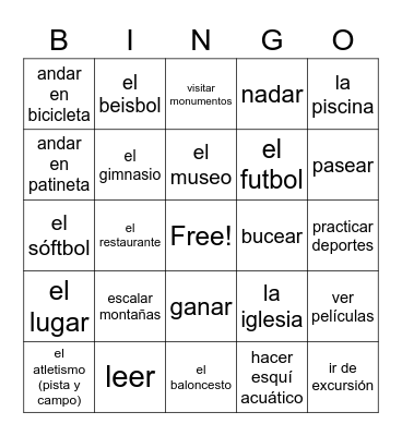 4.1 Deportes y Pasatiempos Bingo Card