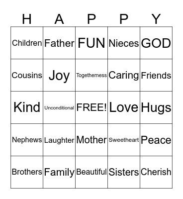 Happy New Year 2015 Bingo Card