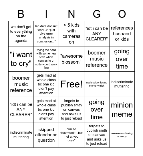 physics bingo v 2.0 Bingo Card