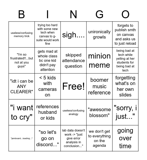 physics bingo v 2.0 Bingo Card
