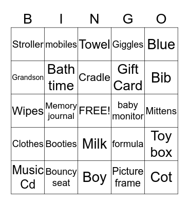 It's a Boy Bingo Card