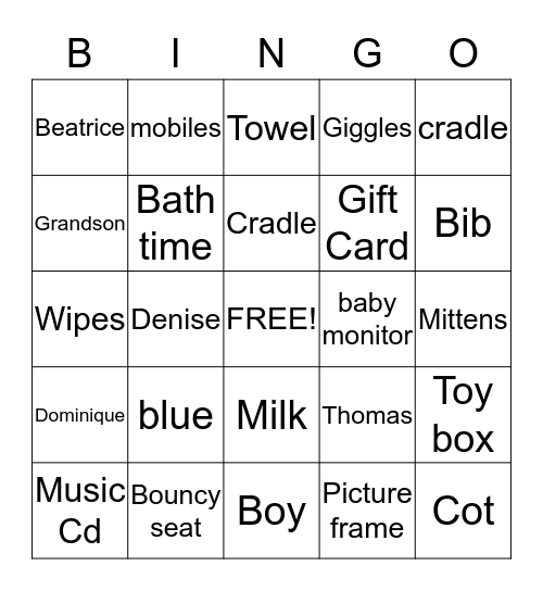 It's a Boy Bingo Card