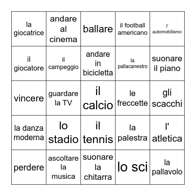 2A I Passatempi (parole) Bingo Card