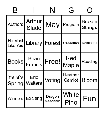 Forest of Reading 2021 Bingo Card