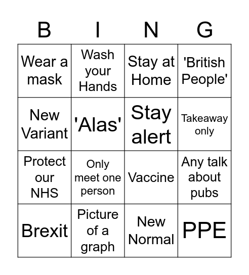 Boris Bingo Card