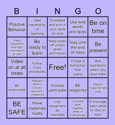 PBIS Bingo Card