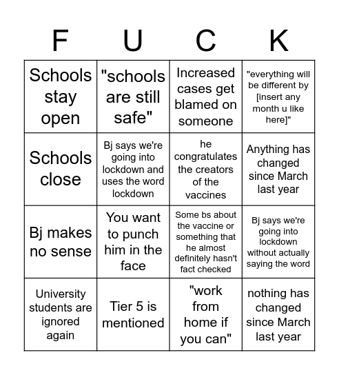 here we go again Bingo Card