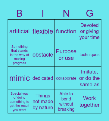 Unit 3 Week 3 and 4 Vocabulary Bingo Card