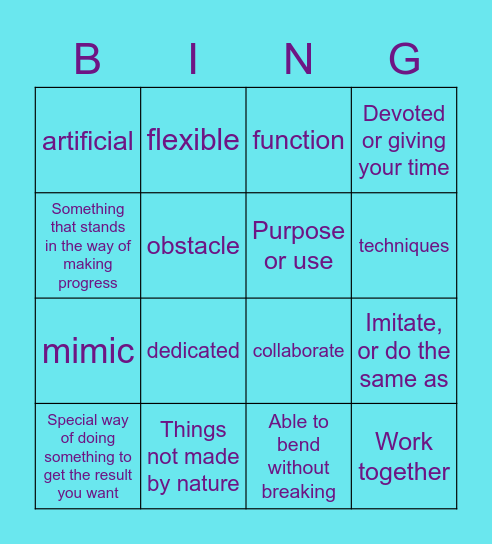 Unit 3 Week 3 and 4 Vocabulary Bingo Card