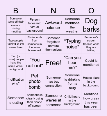 Zoom I Spy Bingo Card