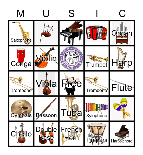 "MUSIC" Bingo Card