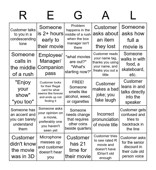 Box Bingo Card