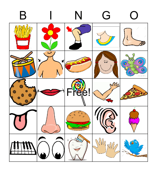 Five Senses Bingo Card