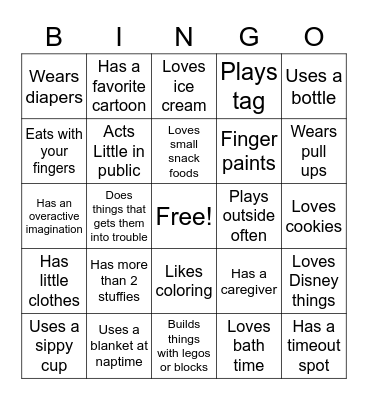 Little Space Bingo Card