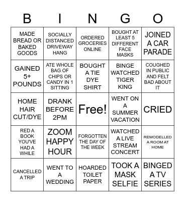 COVID Bingo Card