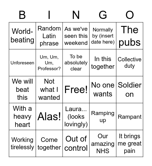 Boris Bingo Card