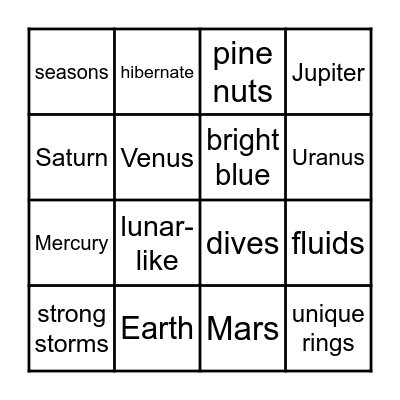 Solar System/Jumping Mice Bingo Card