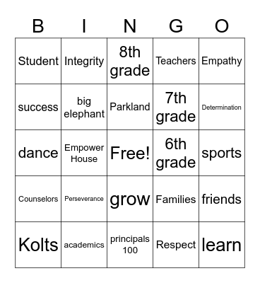 PGK Bingo Card