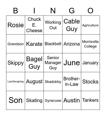 Scott’s 40th Birthday Bingo Card