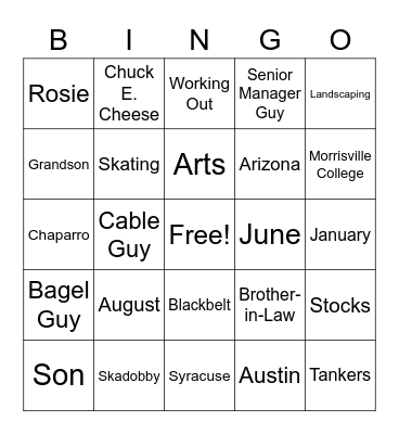 Scott’s 40th Birthday Bingo Card