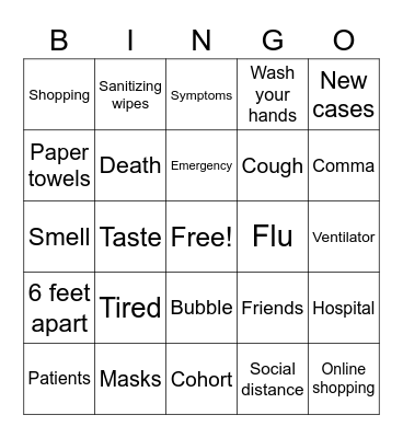 Covid Bingo Card