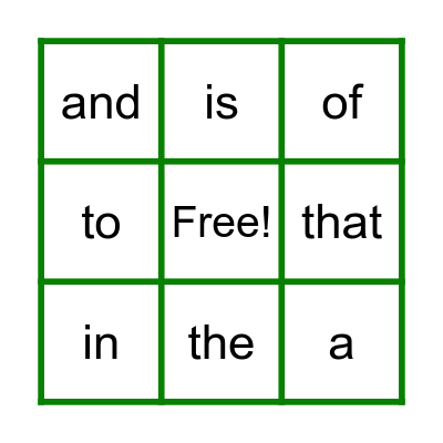 Sight Words 1-10 Bingo Card