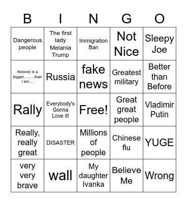 TRUMP BINGO Card